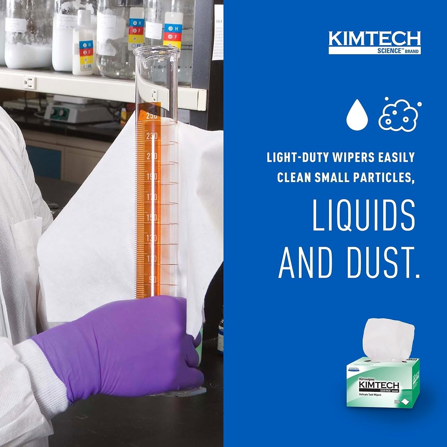 1-Ply Unscented Kimwipes – Light-Duty Wipers for Labs, 286 Efficient Dispensing