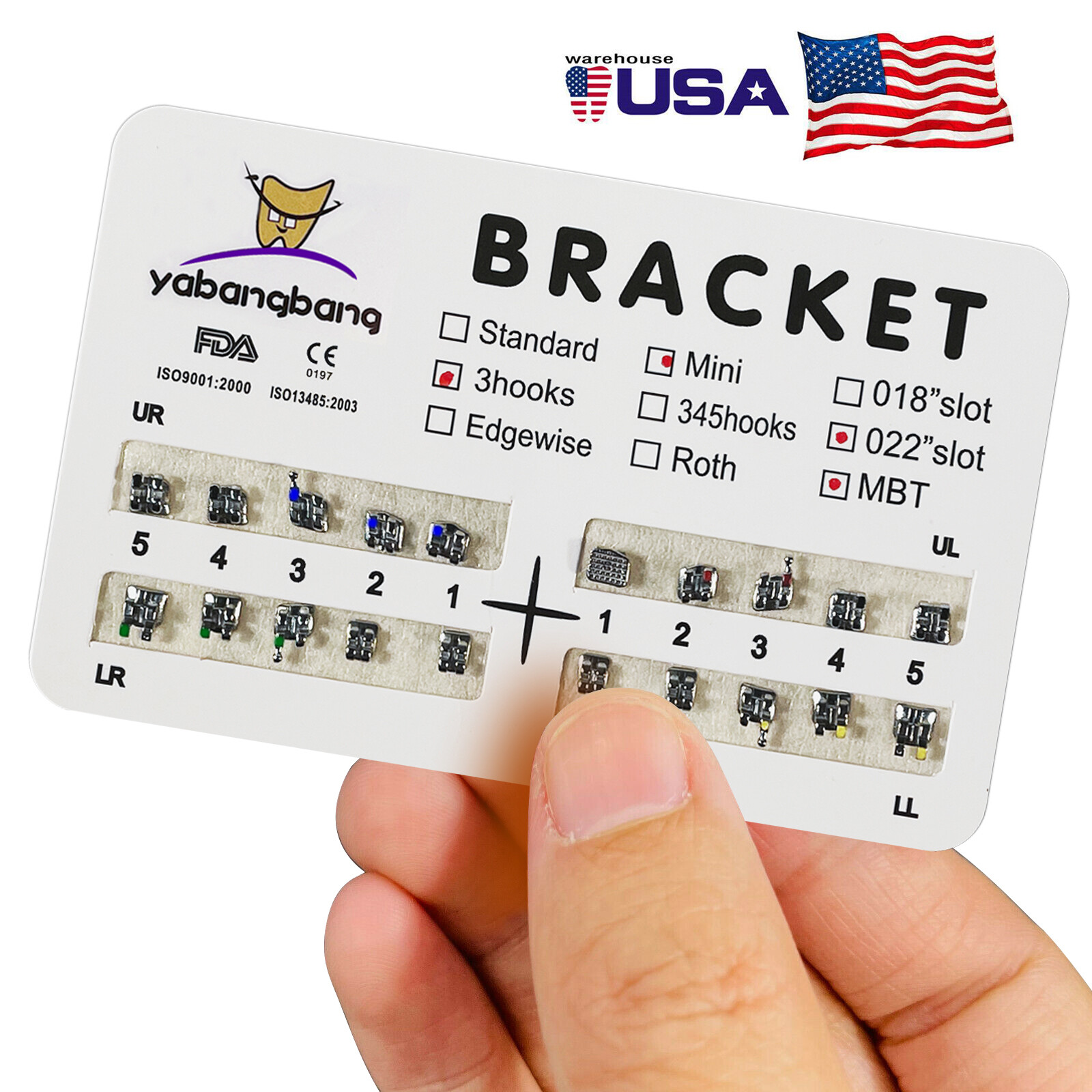 10-200 Packs Dental Orthodontic Brackets Brace Metal Mini MBT.022 Hook 3 Ua