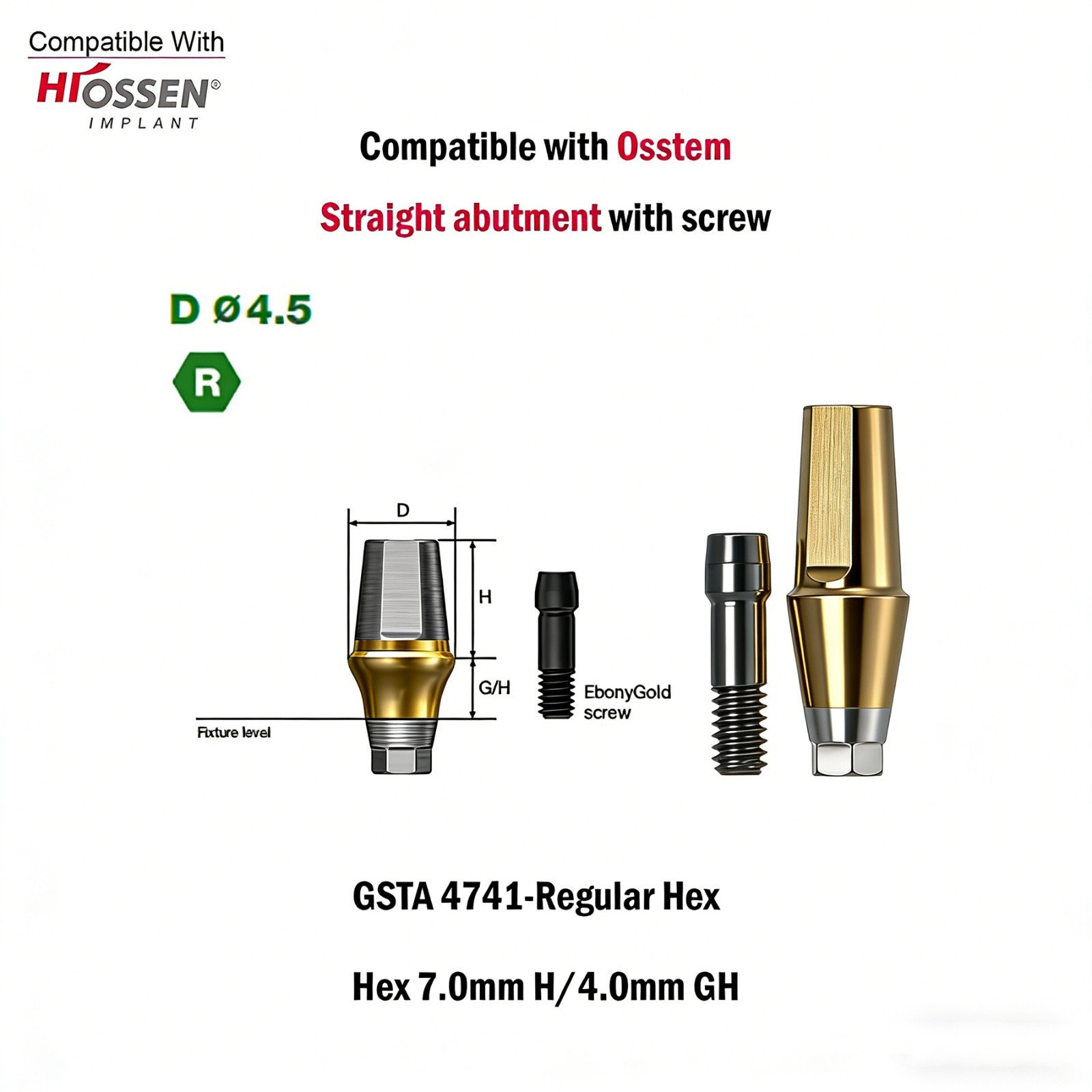 US 5pcs Dental Osstem Hiossen TS Ti Straight Transfer Abutment Hex MINI/Regular