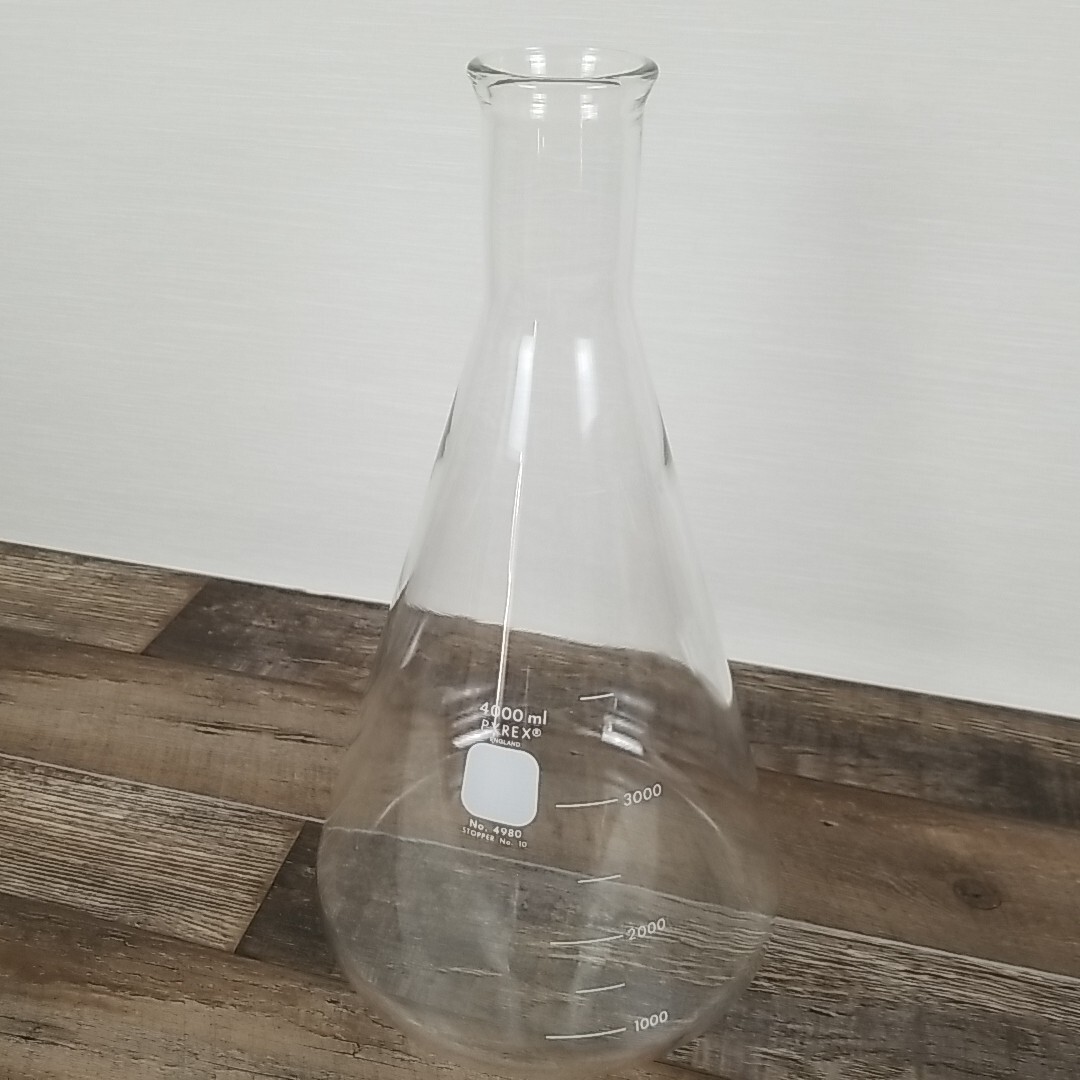 Laboratory Glass Flask Pyrex 4000ml Erlenmeyer Flask Heavy Rim Large/ England