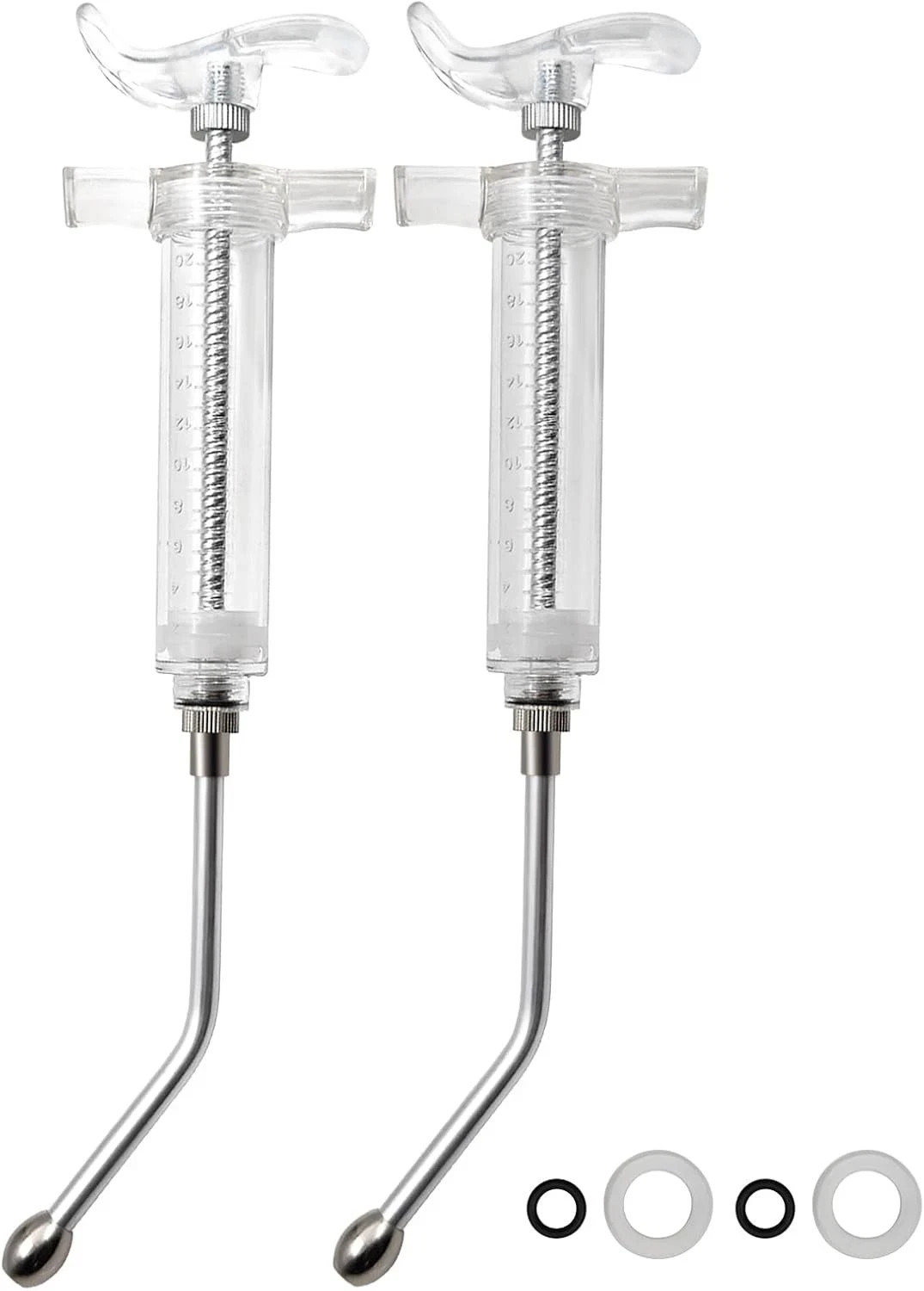 2 pcs Reusable Goats Syringe for Goat, 2 Drench Nozzle Adjustable Dosage…