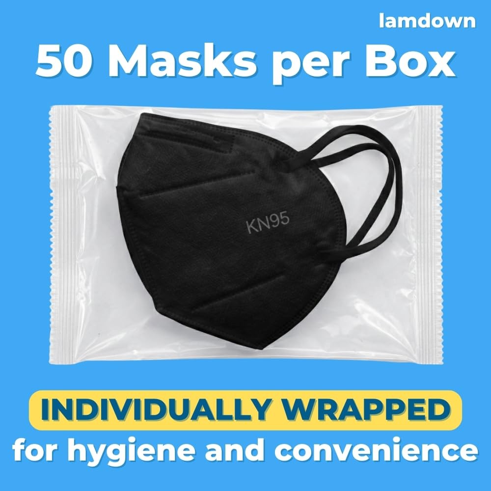 Kn95 Face Masks, Individually Wrapped, Premium Disposable Dust Mask, Black