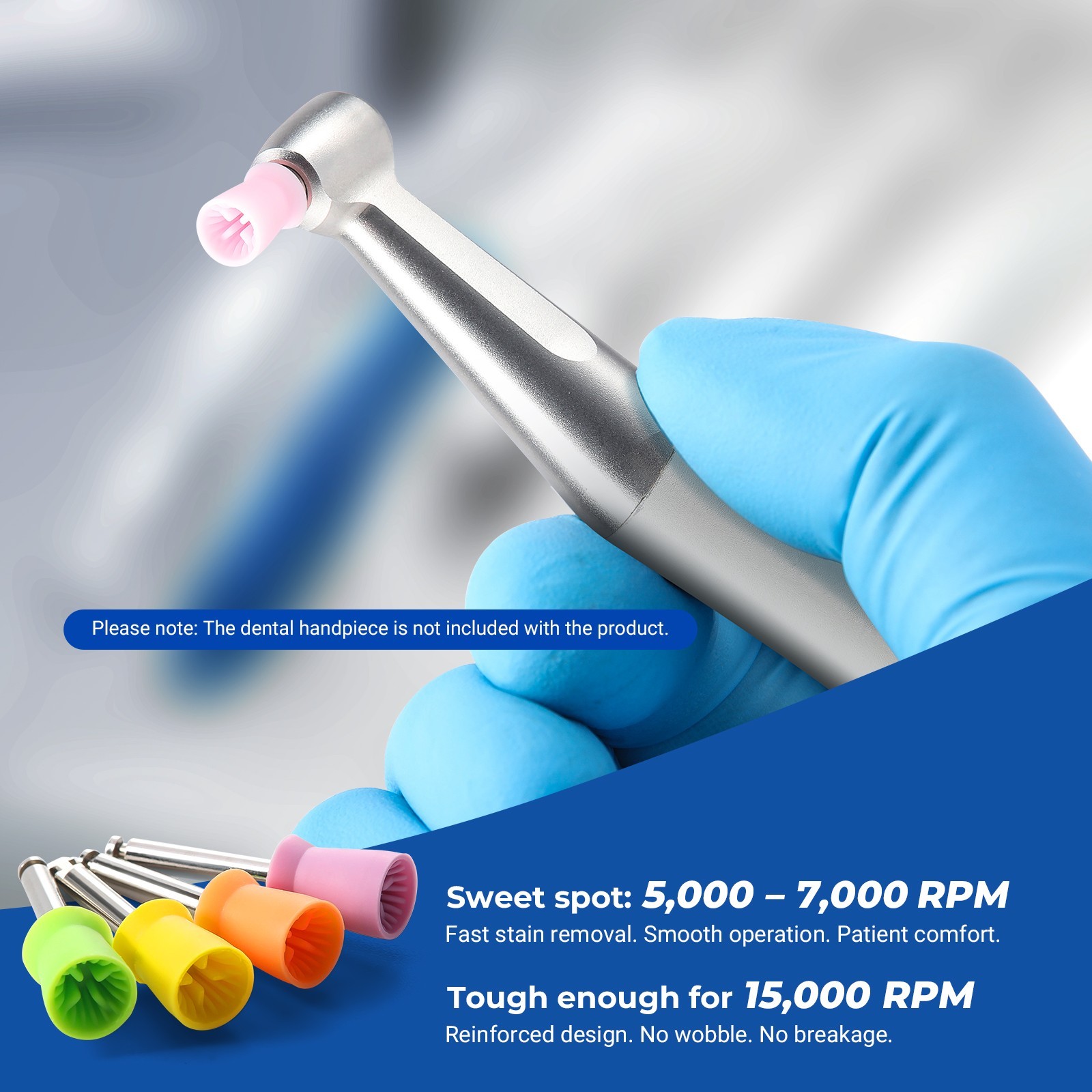 JMU Dental Prophy Cups Latch / Screw Type Four Pages Soft Polishing Cup 144pcs