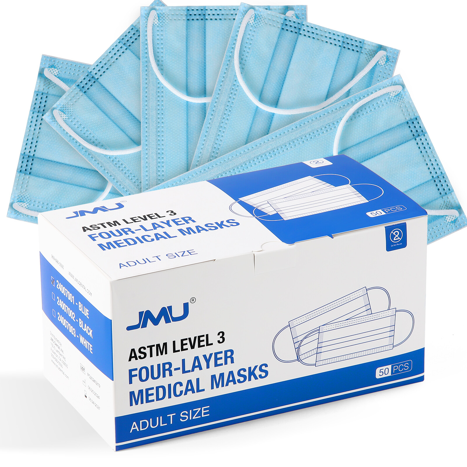 50pcs/box ASTM Level 3 Face Mask 4 Layer BFE 98% Disposable Respirator 4 Colors