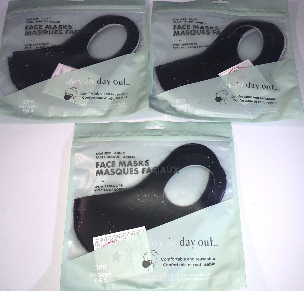 6 Adult Face Masks Black Washable Reusable Breathable(3ea 2Pks)BRAND NEW-SHIP24H