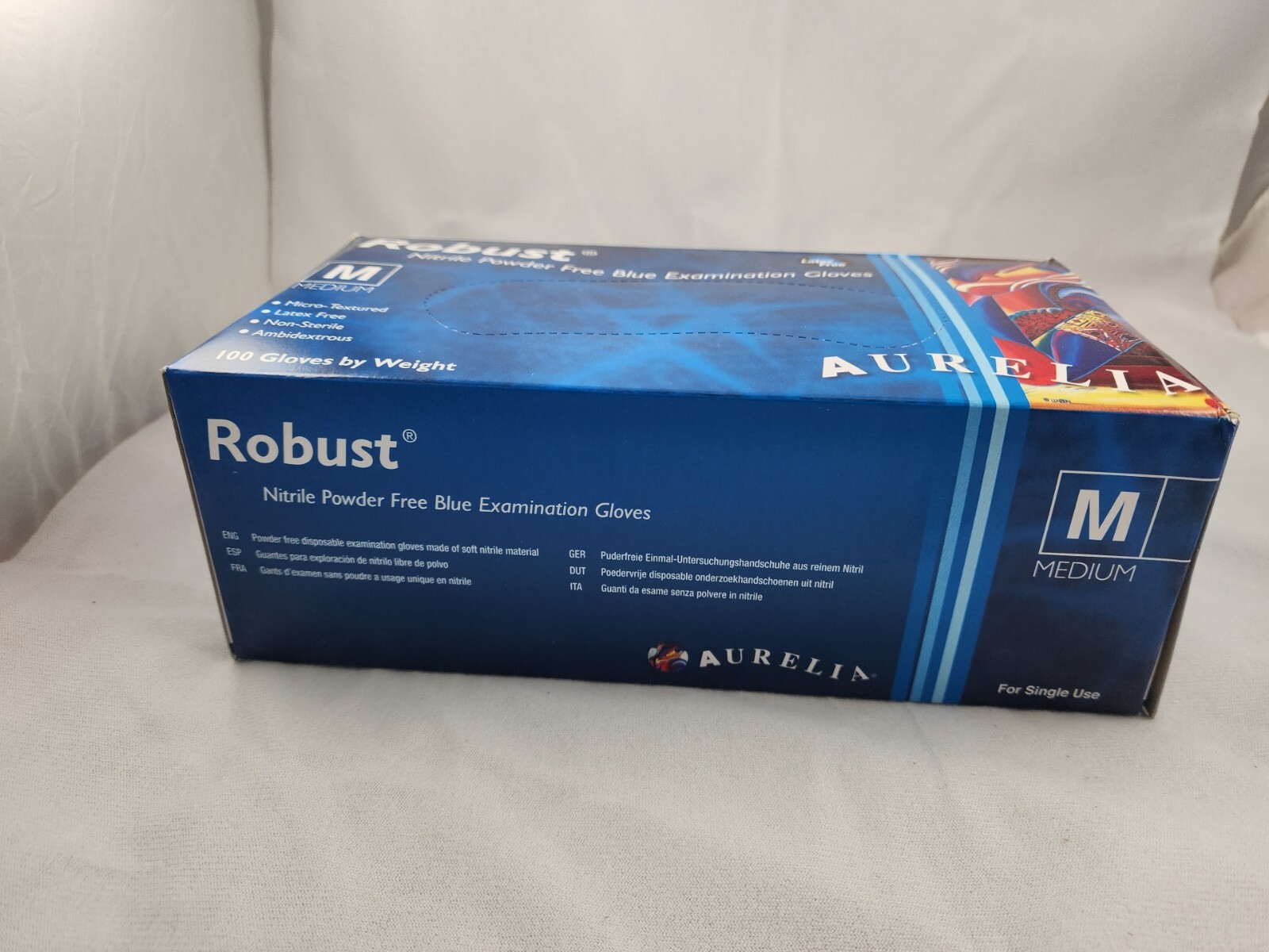 Aurelia nitrile gloves medium Micro texture latex free none-Sterile case 1000