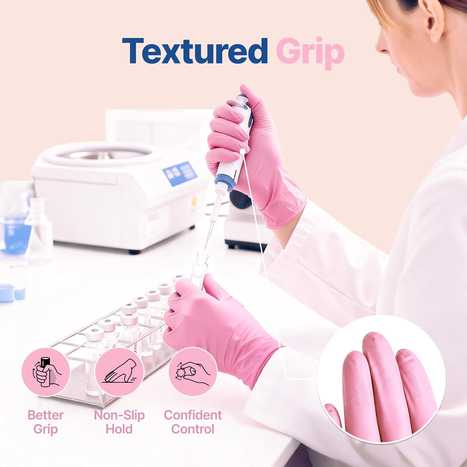 Schneider Pink Nitrile Exam Gloves Medium 100CT Latex Free Powder Free Food Safe