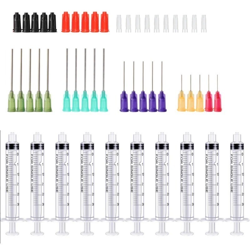 20-65Pack Syringes with 14ga-25ga Blunt Tip Needles With Syringe Caps and Needle