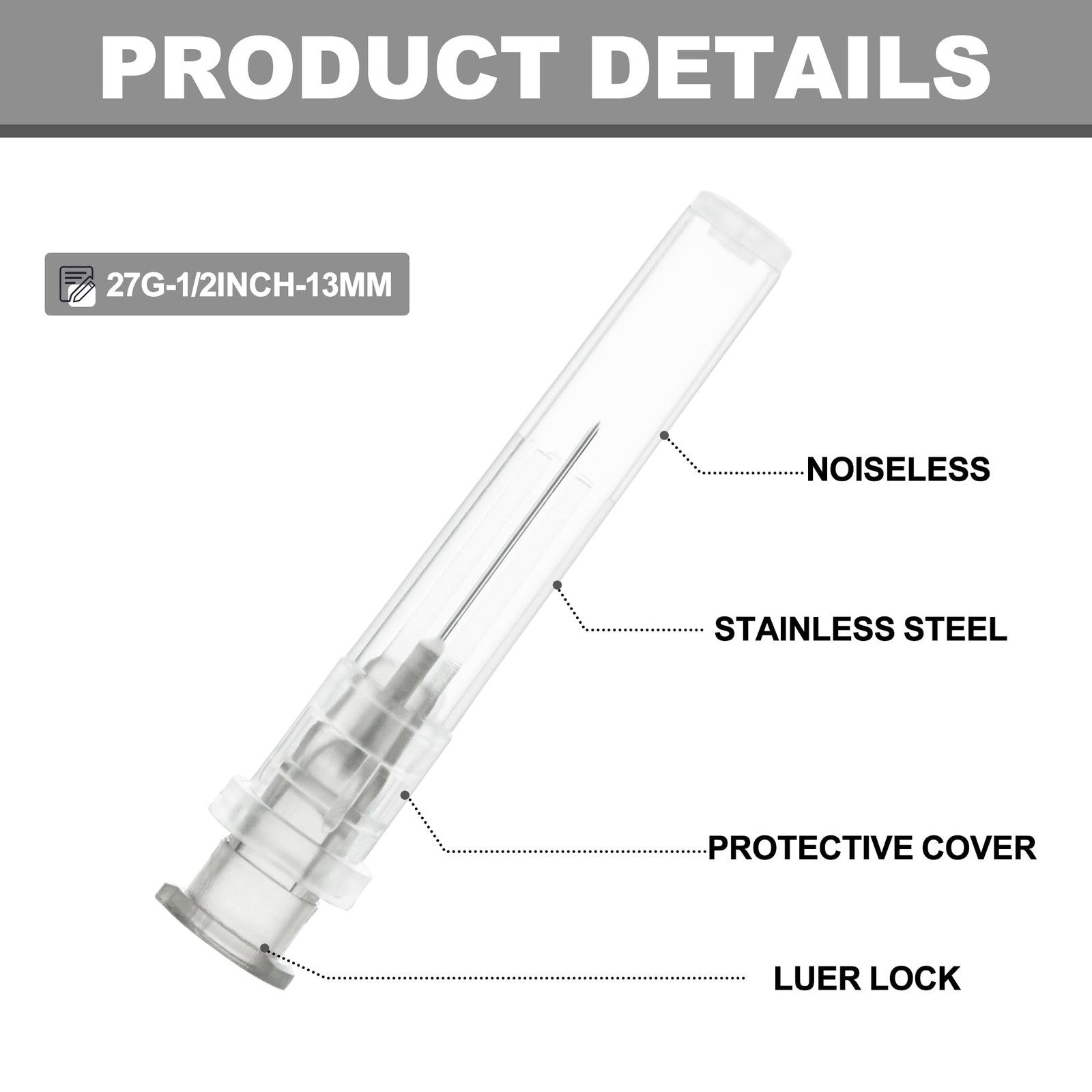 27Gauge 1/2Inch(13mm) Luer Lock Needle Lab Supplies Industrial Dispensing…