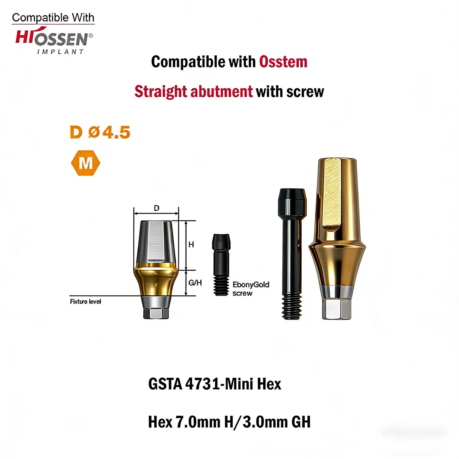 US 5pcs Dental Osstem Hiossen TS Ti Straight Transfer Abutment Hex MINI/Regular