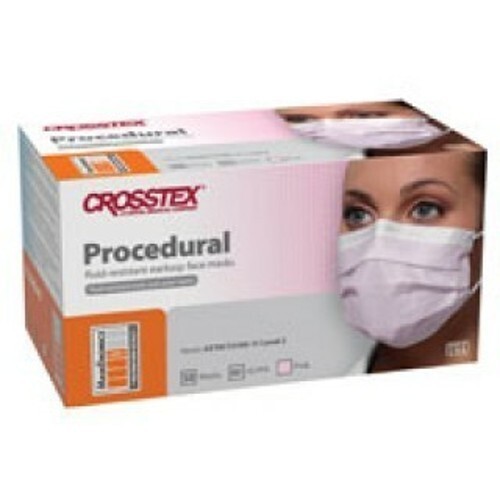 *50-Pieces* Crosstex Procedural Earloop Face Mask ASTM Level 2 Pink GCPPK