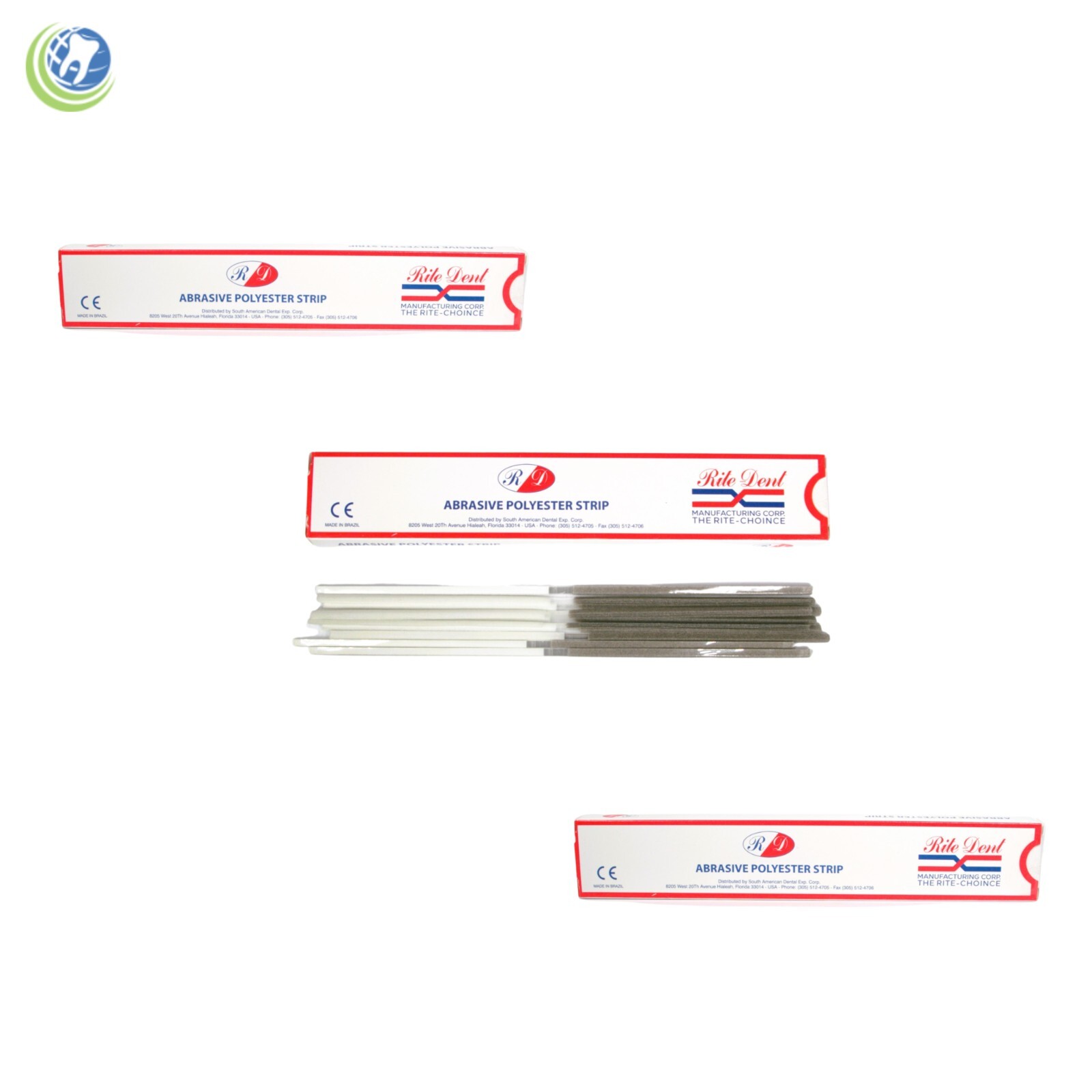 3 X Dental Polishing Strips Narrow 2.5mm Polyester Fine/Medium One-Side 100/Box