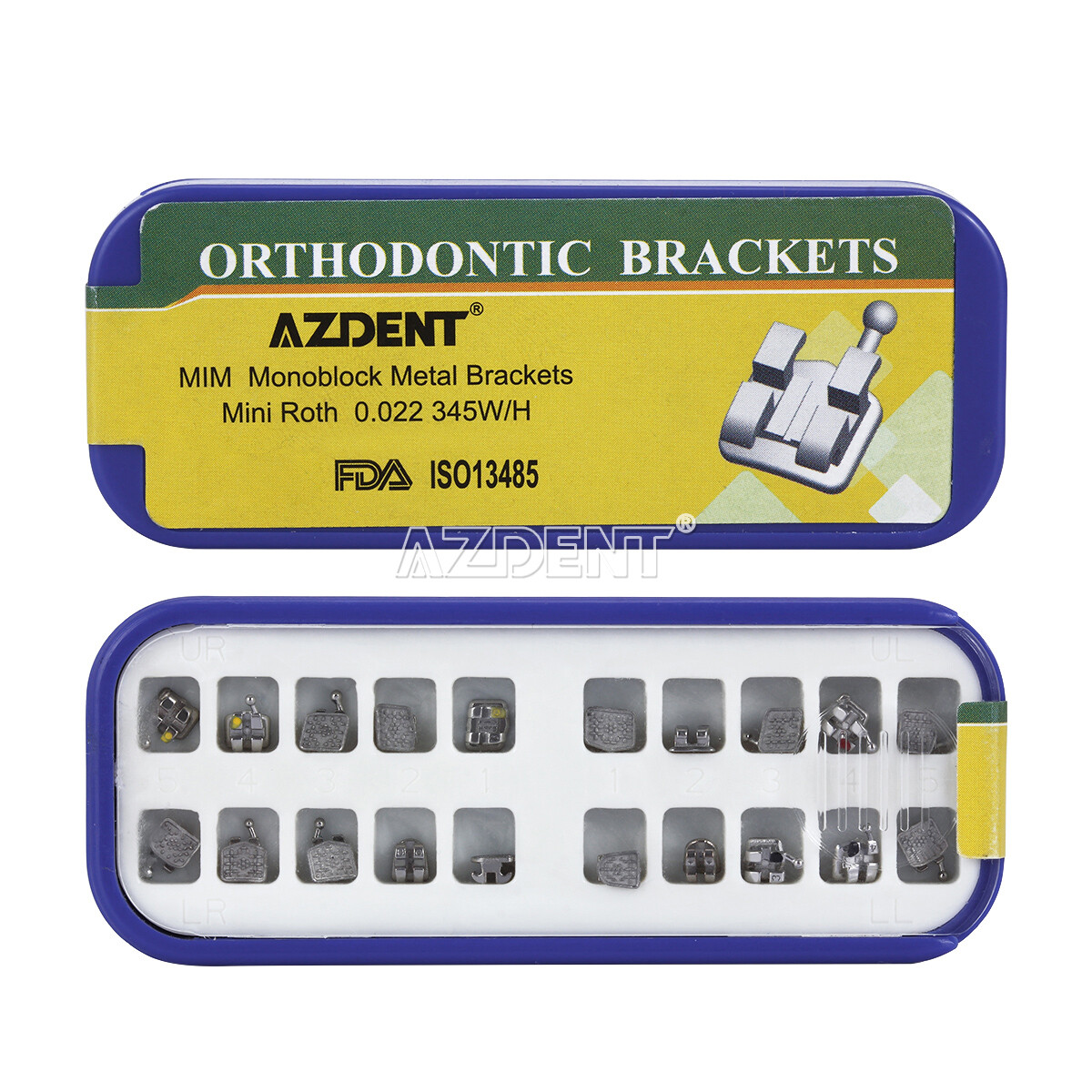 AZDENT Dental Orthodontic Brackets Braces MIM Monoblock Roth.022 Hook 3-4-5