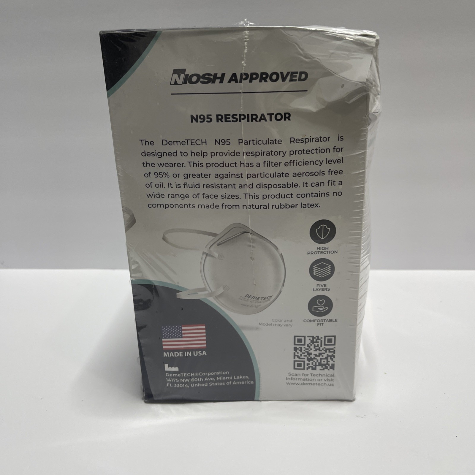 DEMETECH Surgical N95 Respirator Masks (20 Pack) | NIOSH Approved | MADE IN USA