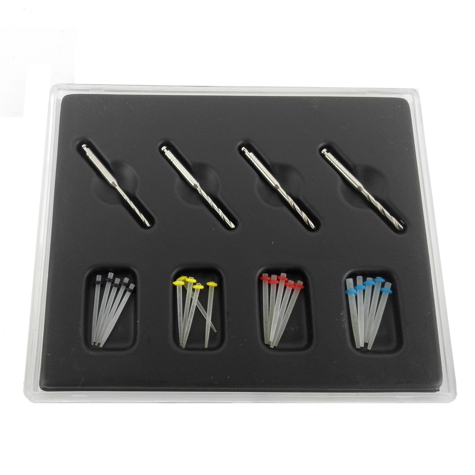 Dental Endodontic Posts Endo Fiber Post Kit 1.2mm 1.4mm 1.6mm 1.8mm +4* Drills