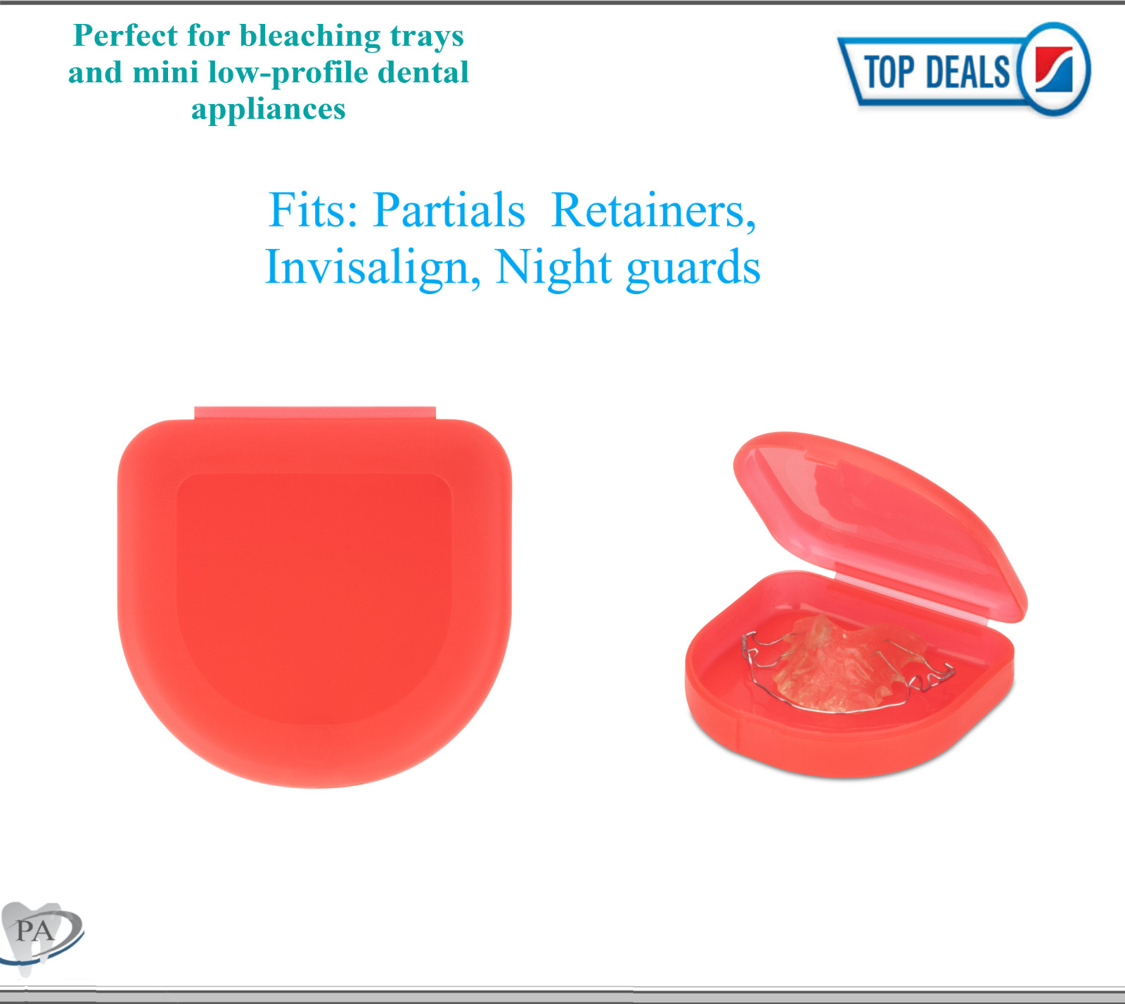 Dental Retainer Case Ortho Appliance Box, Denture, Patient Sticker 1″Deep, 2/Pk