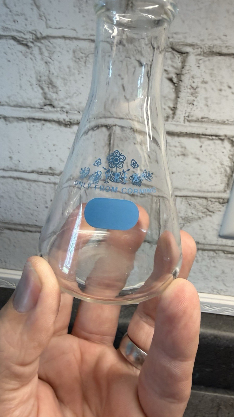 Rare 1977 Corning Centennial Pyrex Butterfly Gold Blue Small Lab Beaker