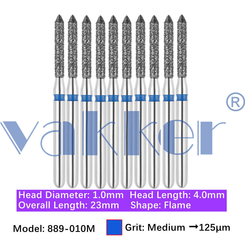 10pc/pk Diamond Burs FG Flame Super Fine Medium Coarse Grit High Speed 862 863