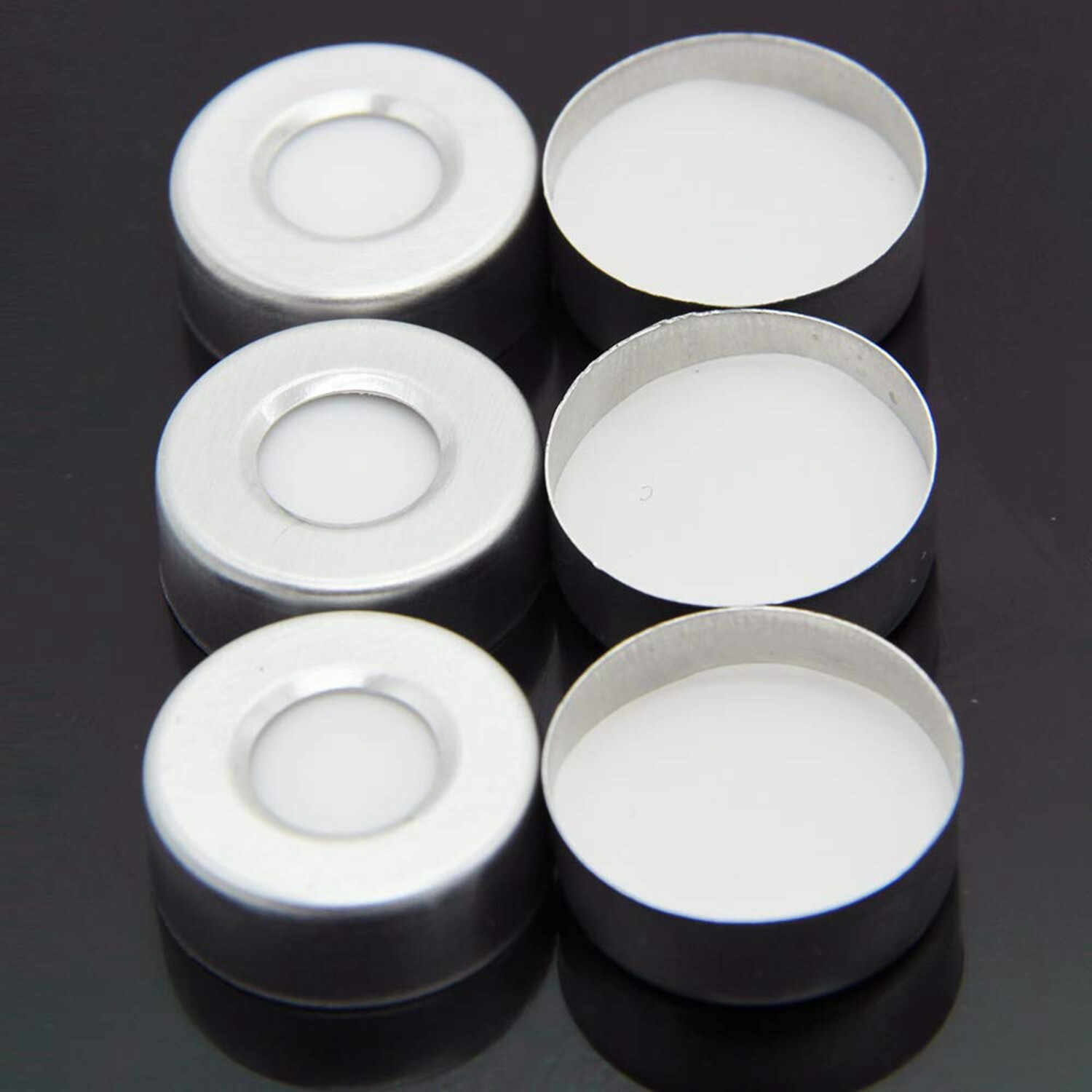 20mm Crimp Top Aluminum Cap+PTFE/Silicone Septa Fit 6mL/10mL/20mL Vials GC,HPLC