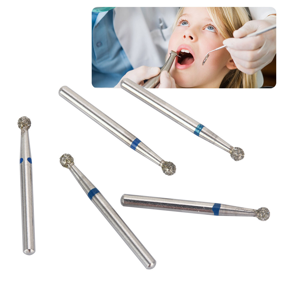 100/200pc AZDENT Dental Diamond Burs High Speed Handpiece Friction Grip 1.6mm