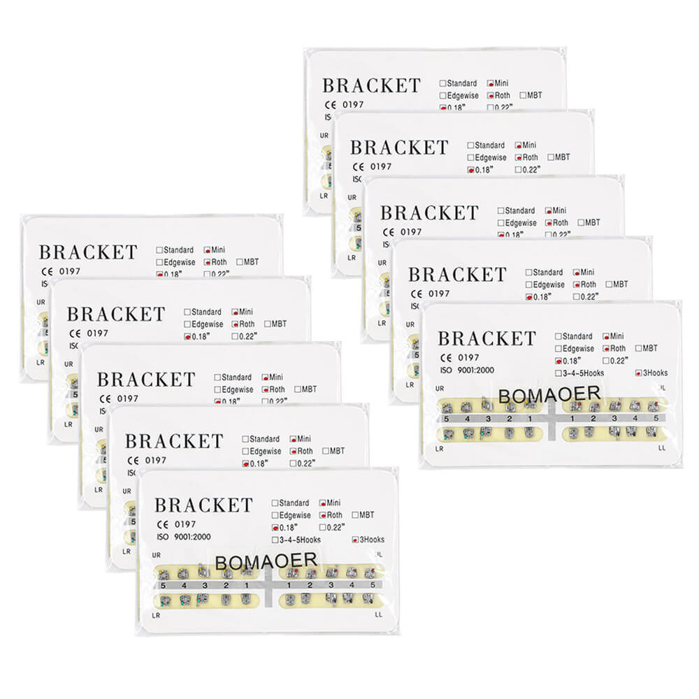 Orthodontic Brackets 20pcs per Pack Mini Roth 0.018″ 3 Hooks 1-100 Packs Dental