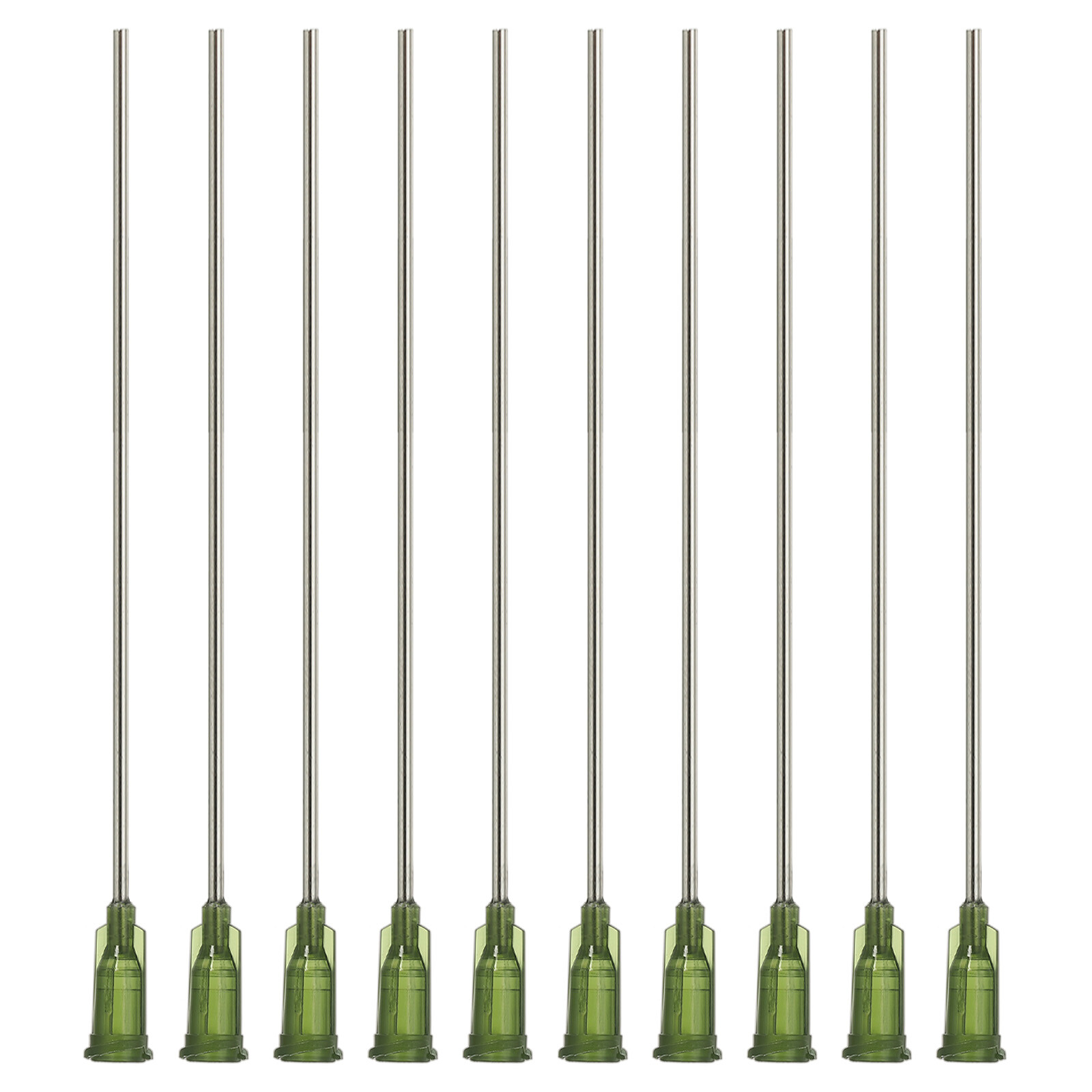 10 Pcs 14G 4 Inch Blunt Tip Dispensing Needles for Adhesive, Olive Green
