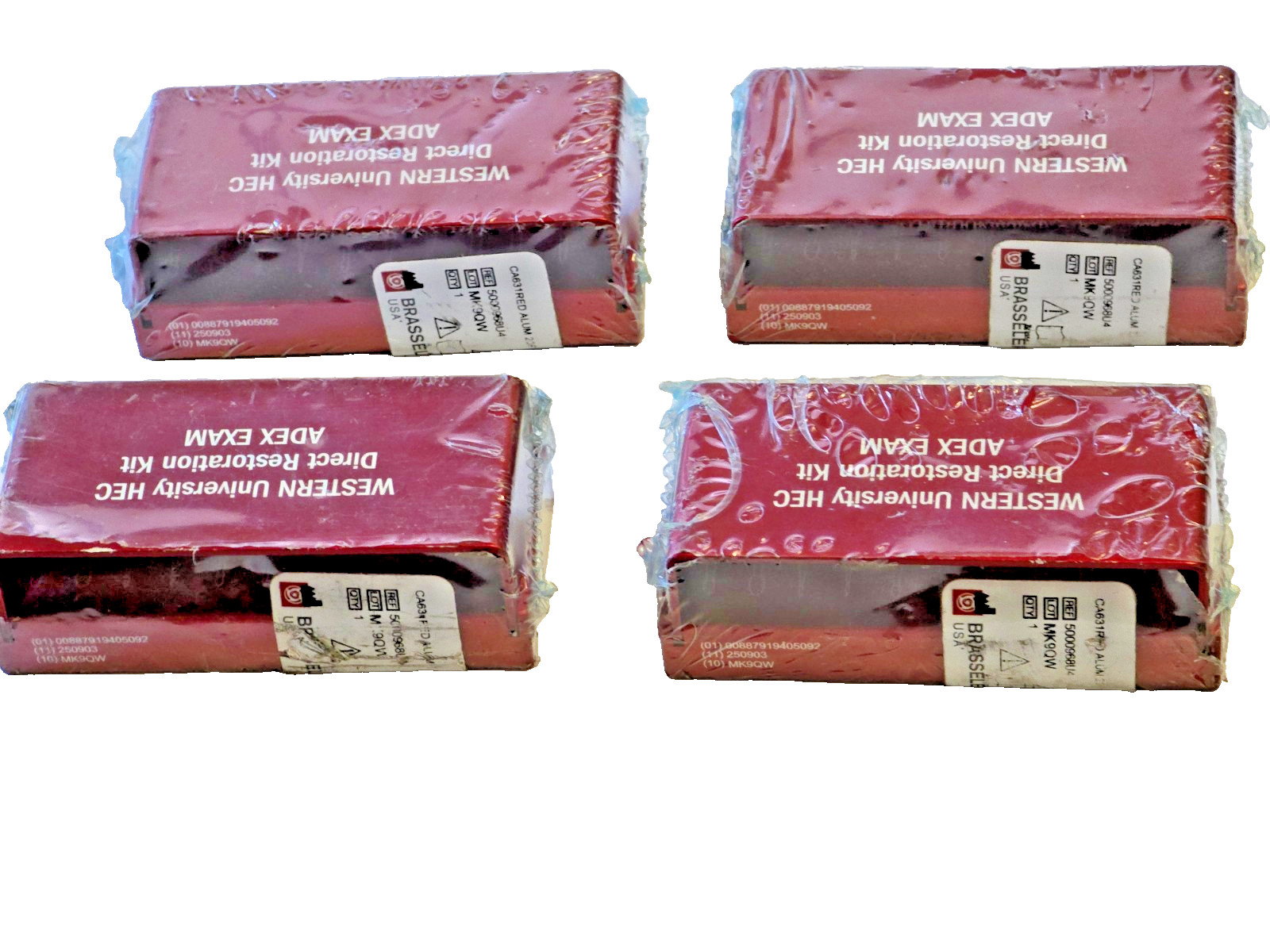 (4 NEW) BRESSELER ADEX EXAM, MK90QW, 9753-A RED Alum. Bur Blocks 20 FG Holes