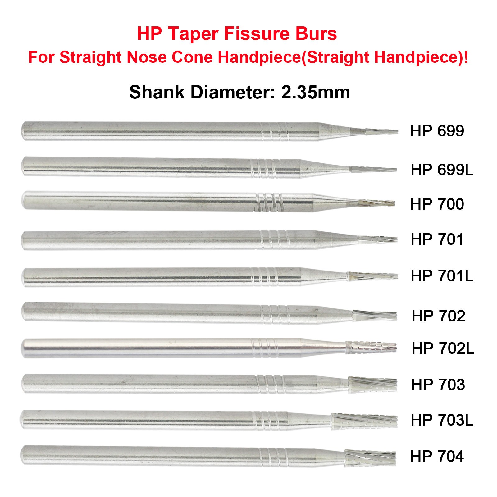 Wave Dental Carbide Burs 44.5mm 698 699 701 702L HP Long Straight Handpiece Bur