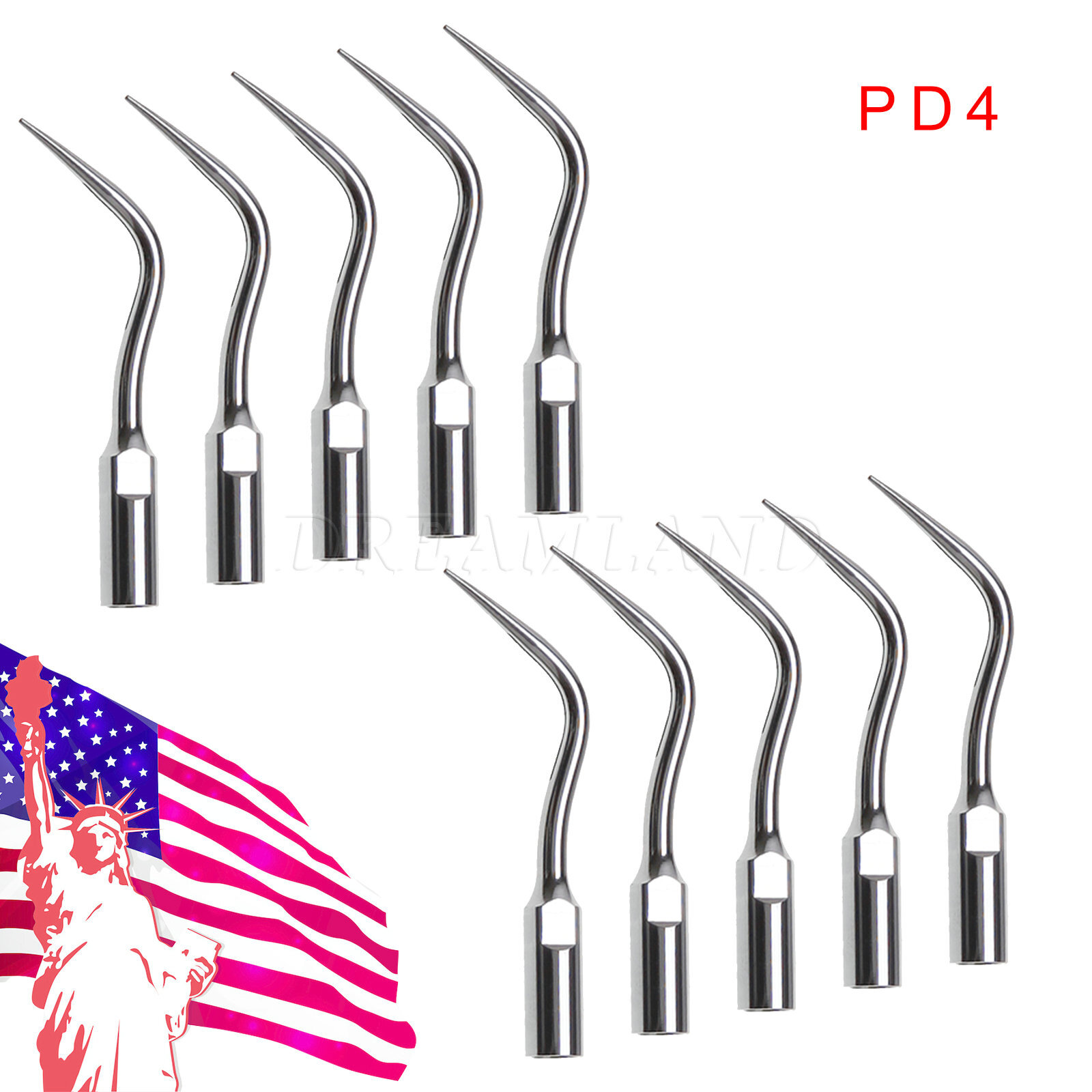 1/5/10 Dental Ultrasonic Scaler Perio Tips PD4 Fit for DTE SATELEC Handpiece