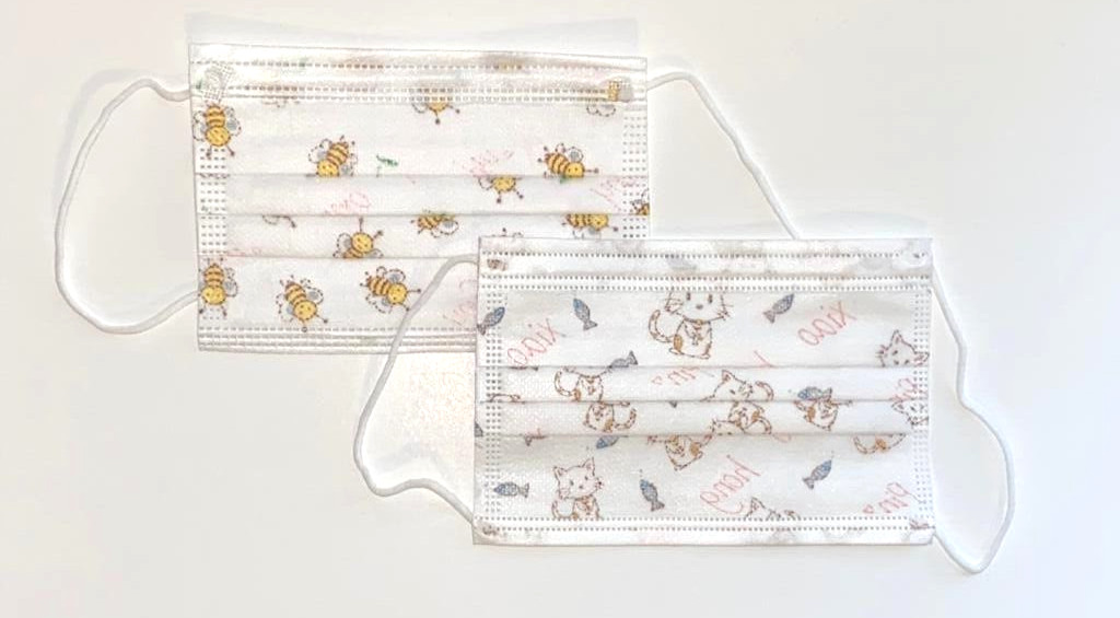 50 PCS Kids Children Disposable Protective 3 Ply Assorted Honey Bee & Cats