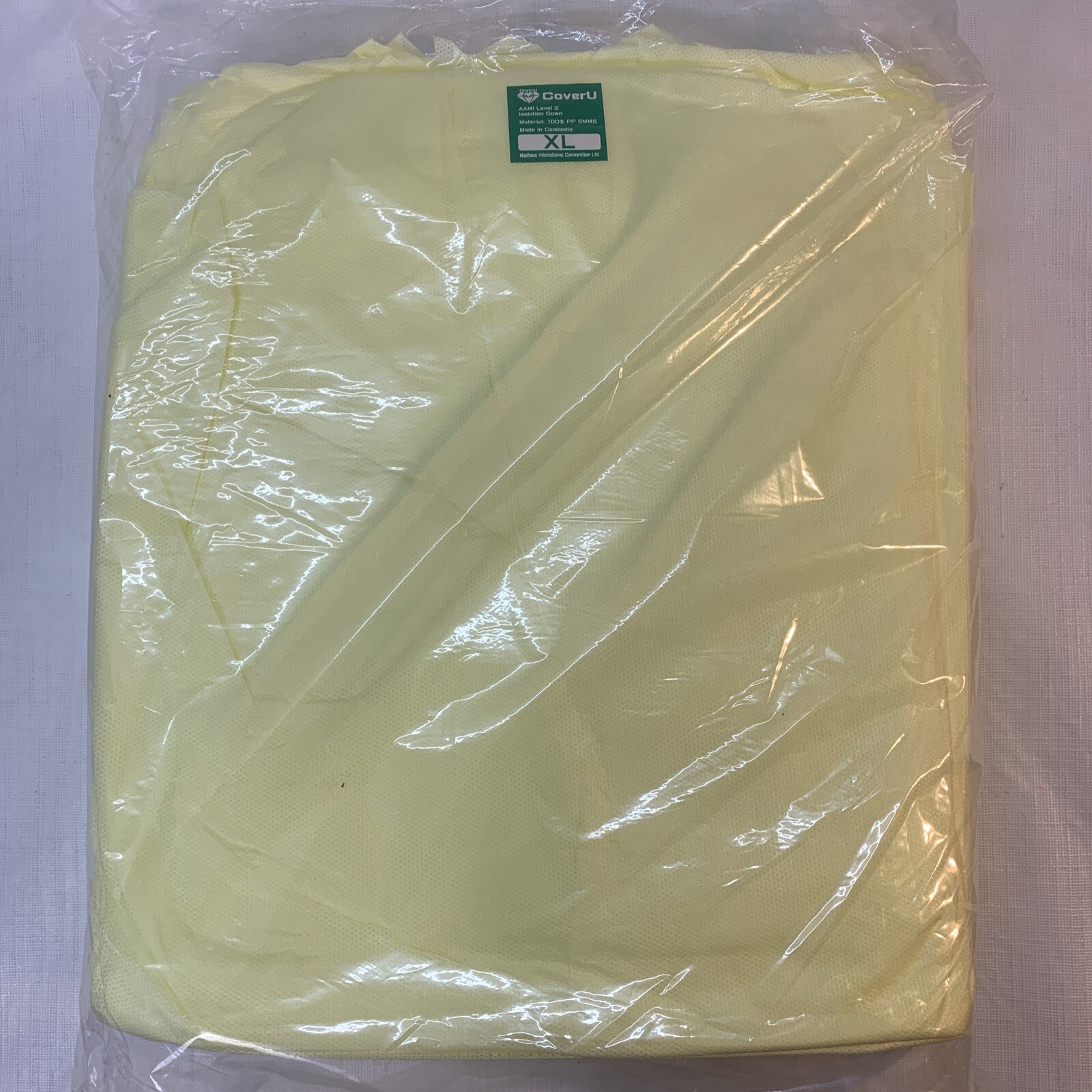 Yellow Medtecs Disposable Isolation Gown – AAMI Level 2 100% PP SMMS 90 Gowns XL