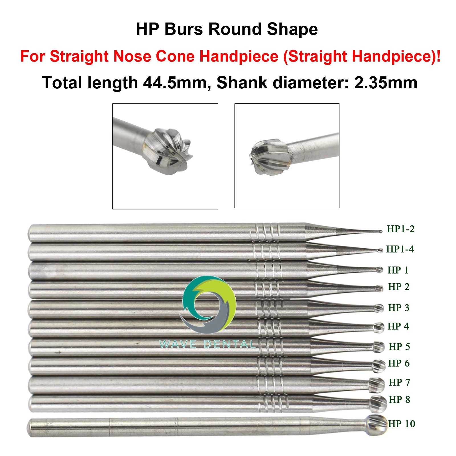 Wave Dental HP Burs Carbide Round HP 1/4 6 8 Long Straight Low Speed Bur 44.5m