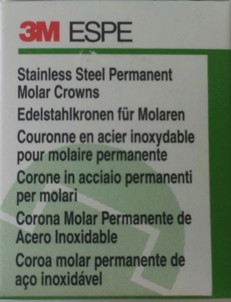3M ESPE 5 Stainless Steel Permanent Molar Crowns All sizes Box of 5