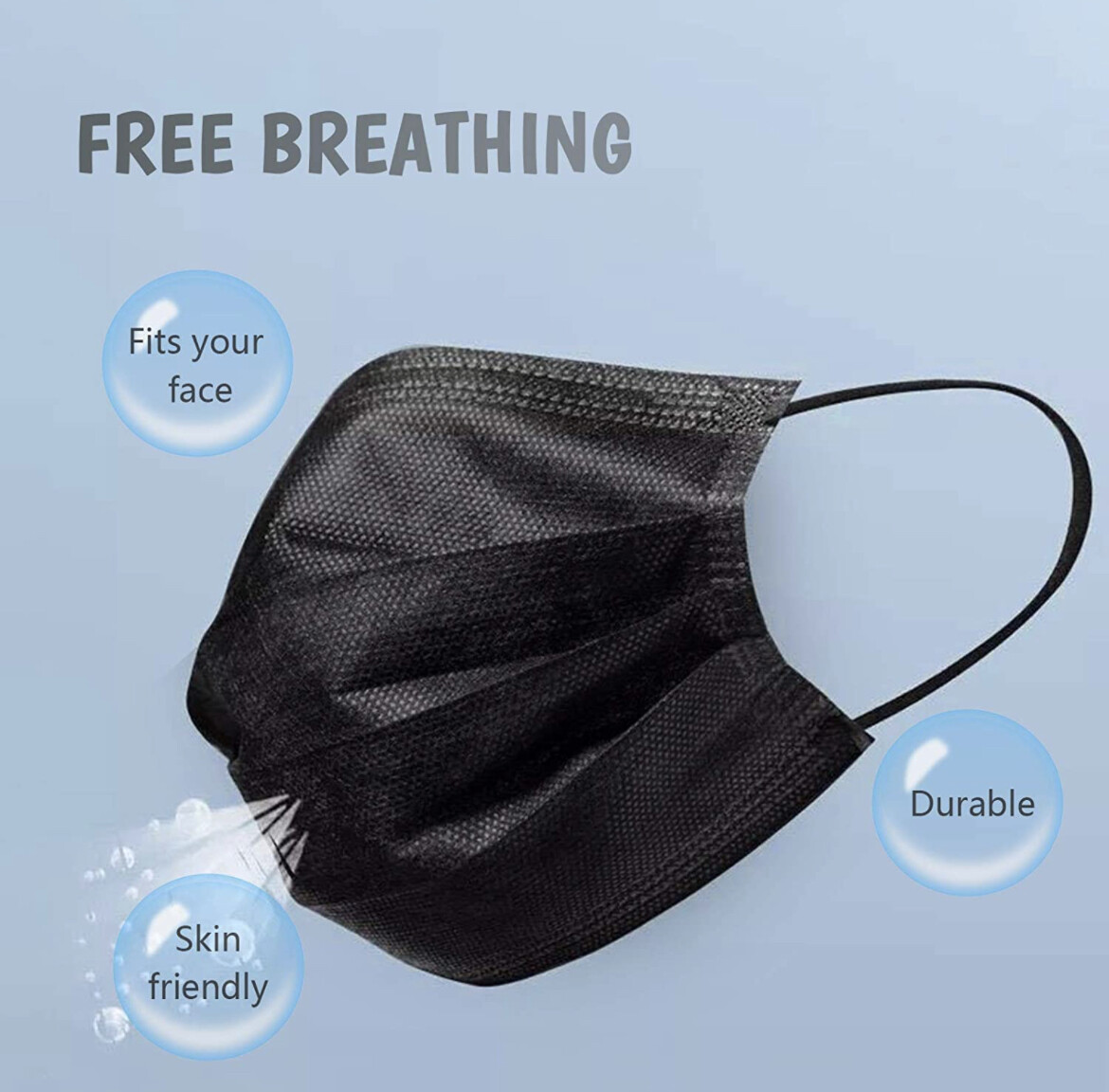 100/50/10 Pcs Black Face Mask Mouth Cover Protector Respirator Filter Kids Masks