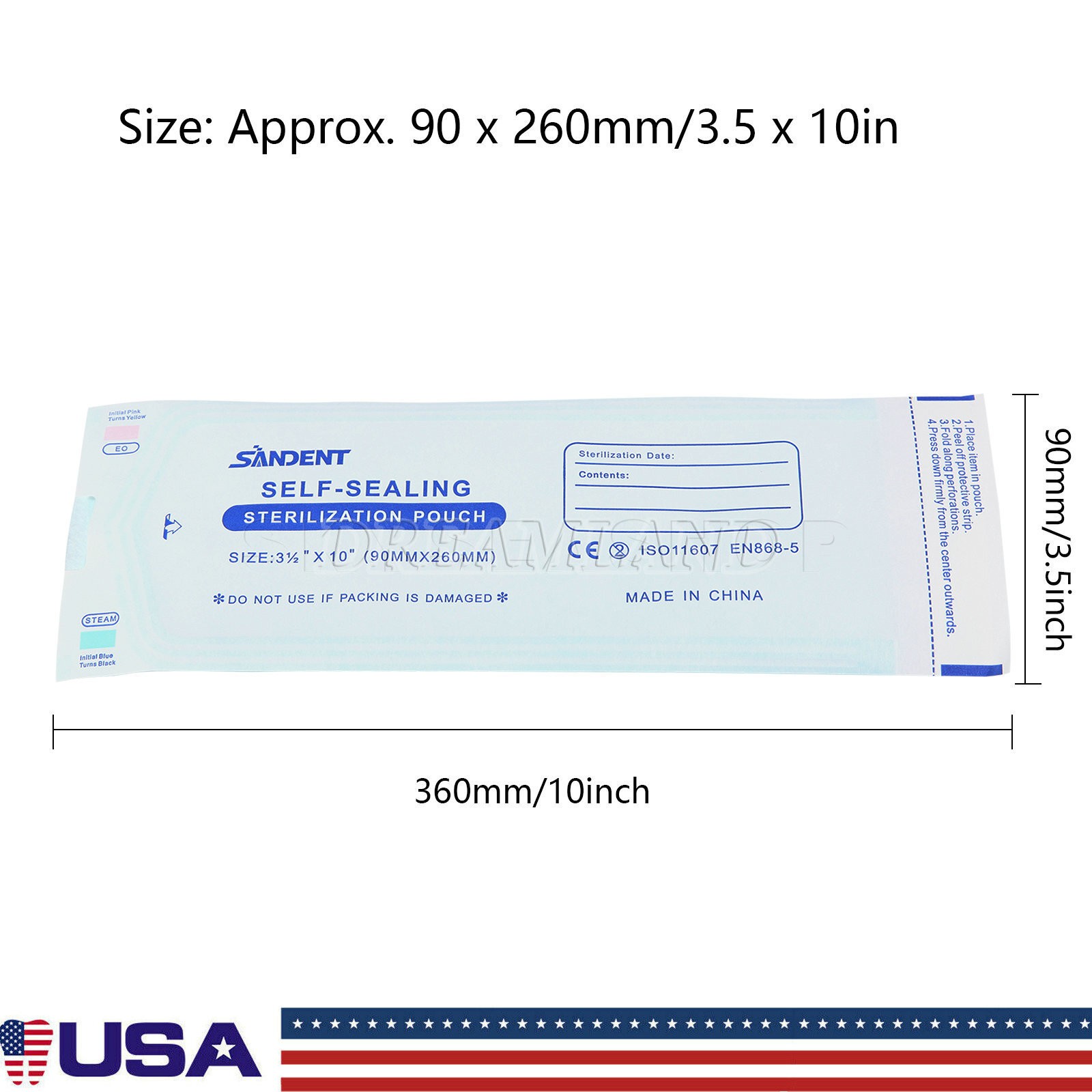 SKYSEA Dental Medical Self-Sealing Sterilization Pouches 3-1/2″x10″ up to 4000