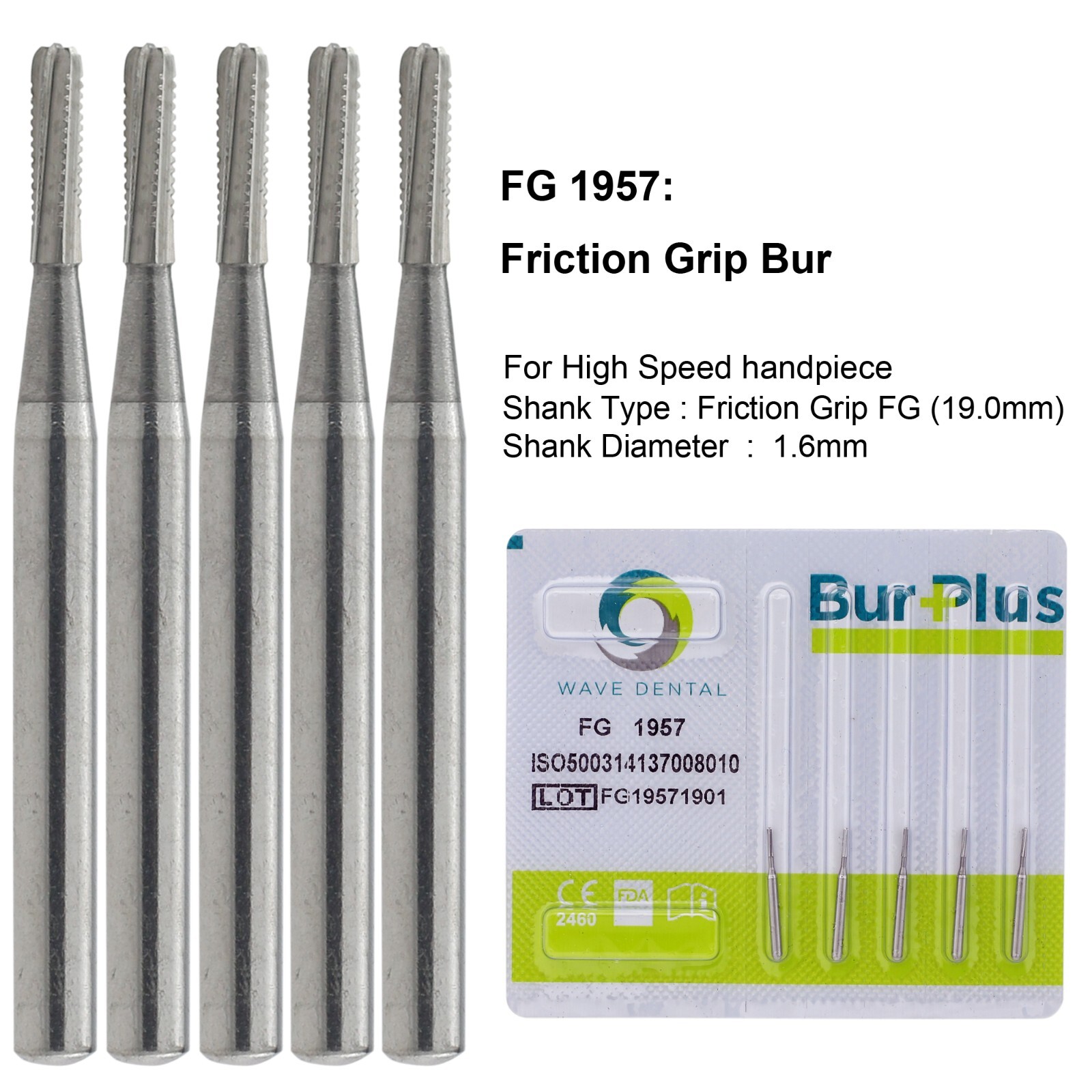 Wave Dental Tungsten Carbide Burs FG 1957 1958 Friction Grip Crown Cutter PRIMA