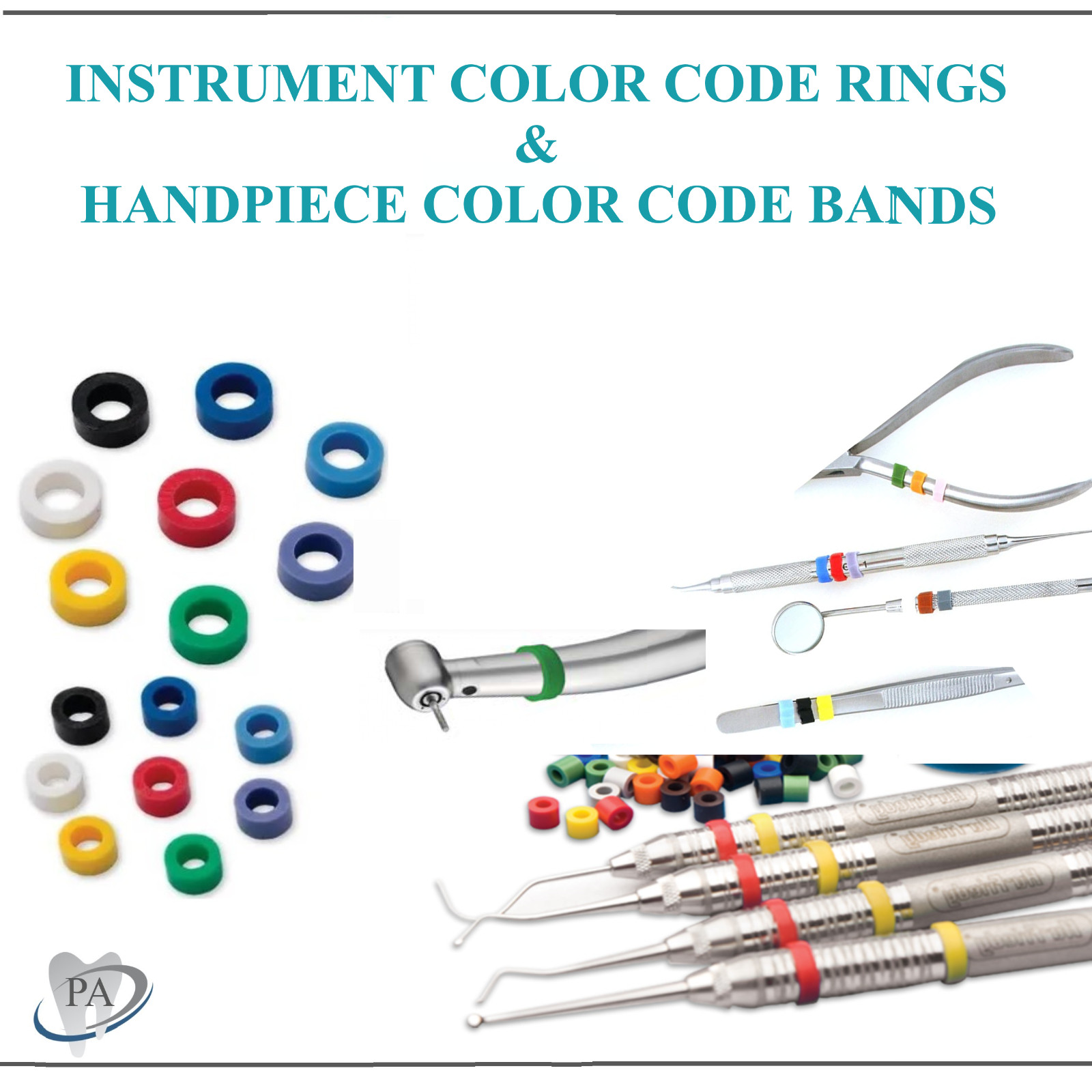 Dental Instrument Silicone Color Code Rings Small/Large Autoclavable to 375F