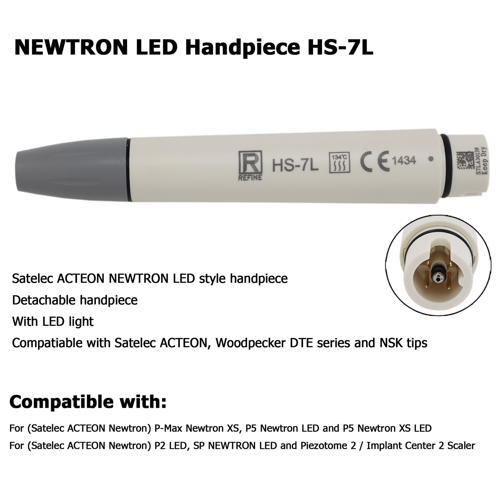 For Satelec ACTEON NEWTRON LED Ultrasonic Piezo Scaler Handpiece Tips H3 P5 XS