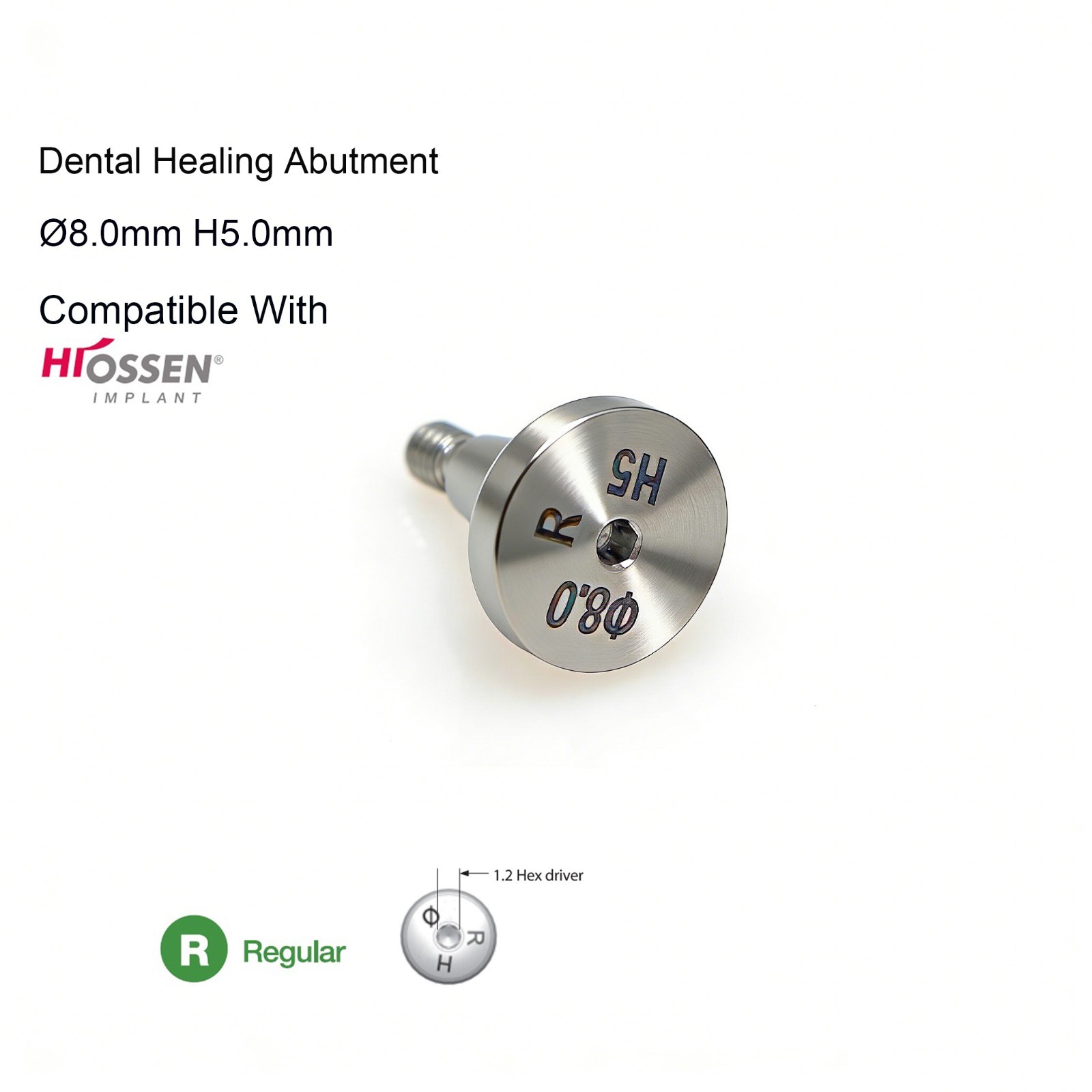 Dental Healing Abutment Healing Cap for Hiossen ET Implant System Multiple Sizes