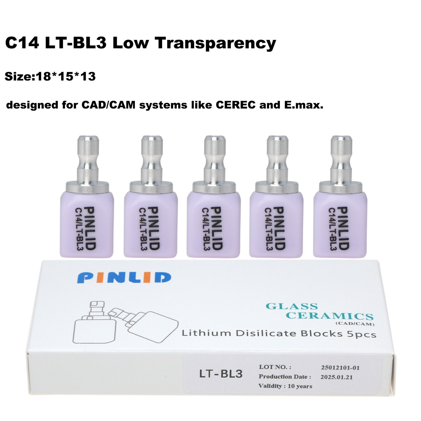 Dental C14 HT/LT/MT Emax Glass Ceramic Blocks Lithium Disilicate CAD/CAM CEREC