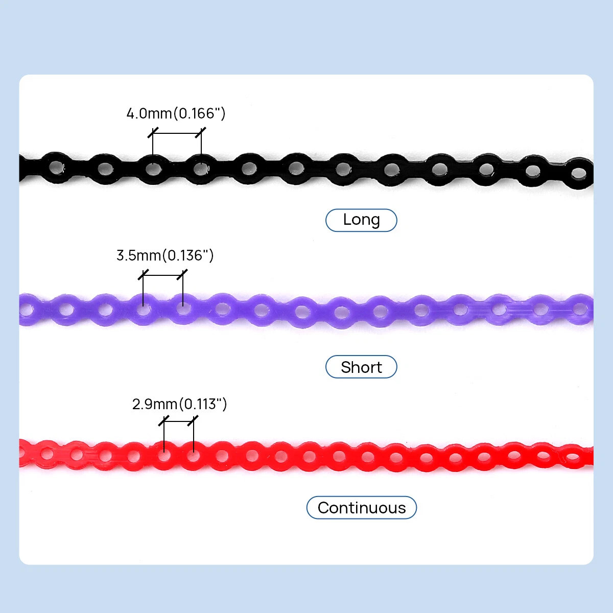 Dental Ortho Elastic Power Chain Rubber Bands Long/Short/Continuous 44 Colors
