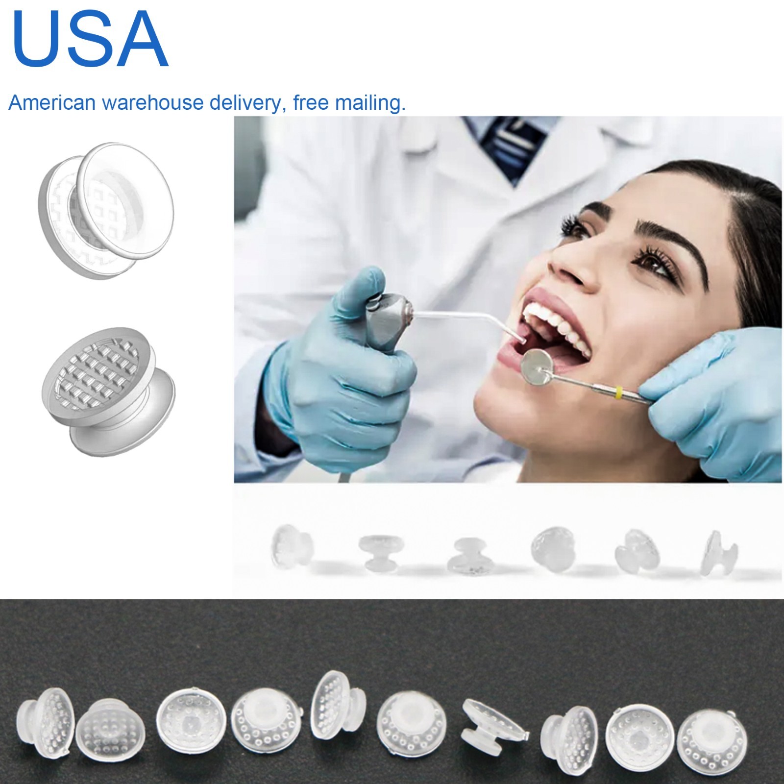 US 100Pcs/Pack Dental Ortho Ceramic Clear Lingual Buttons Bondable Round Base