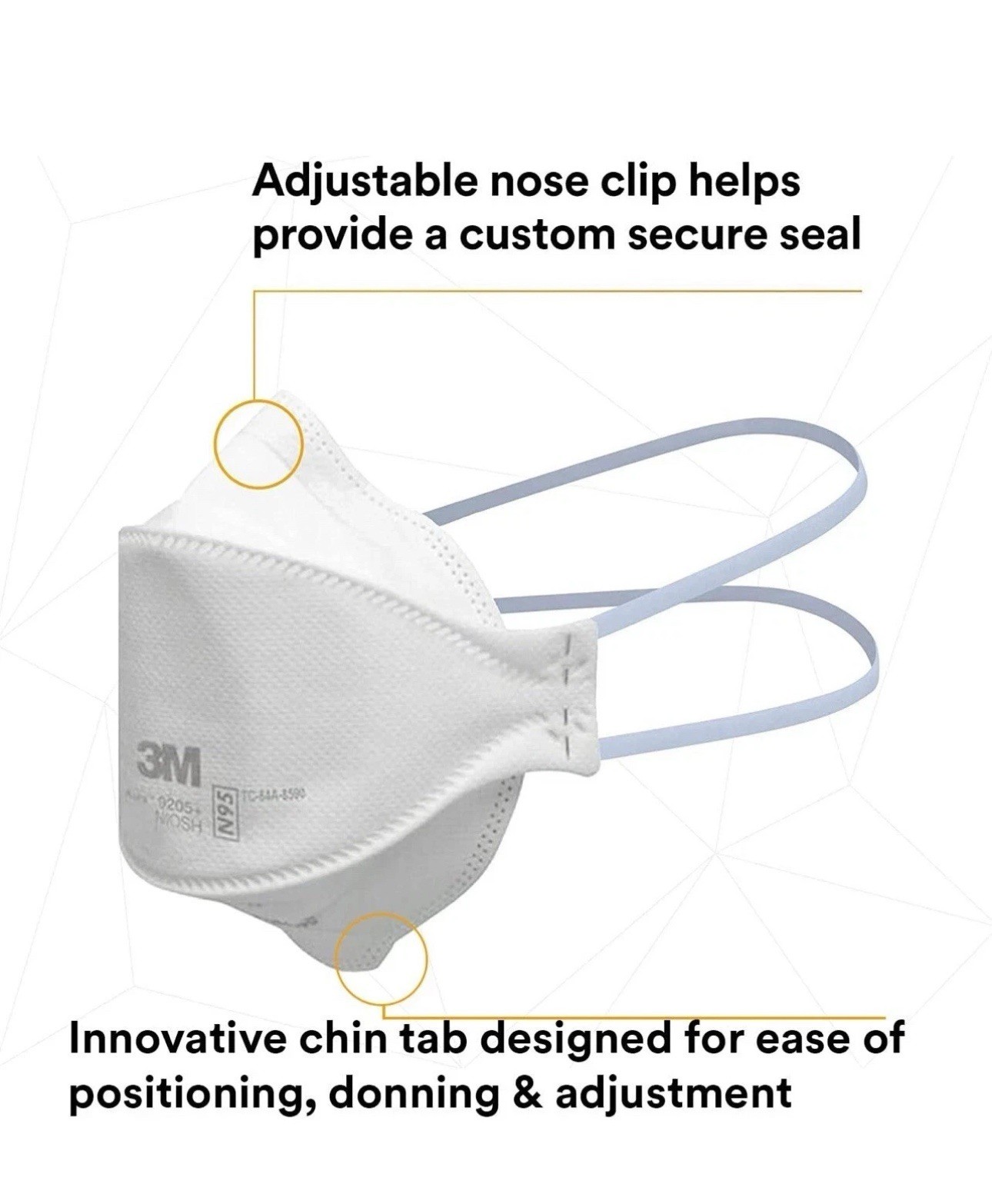 3M Aura 9205 N 95 Particulate Respirator Face Mask – White (20 Pack)