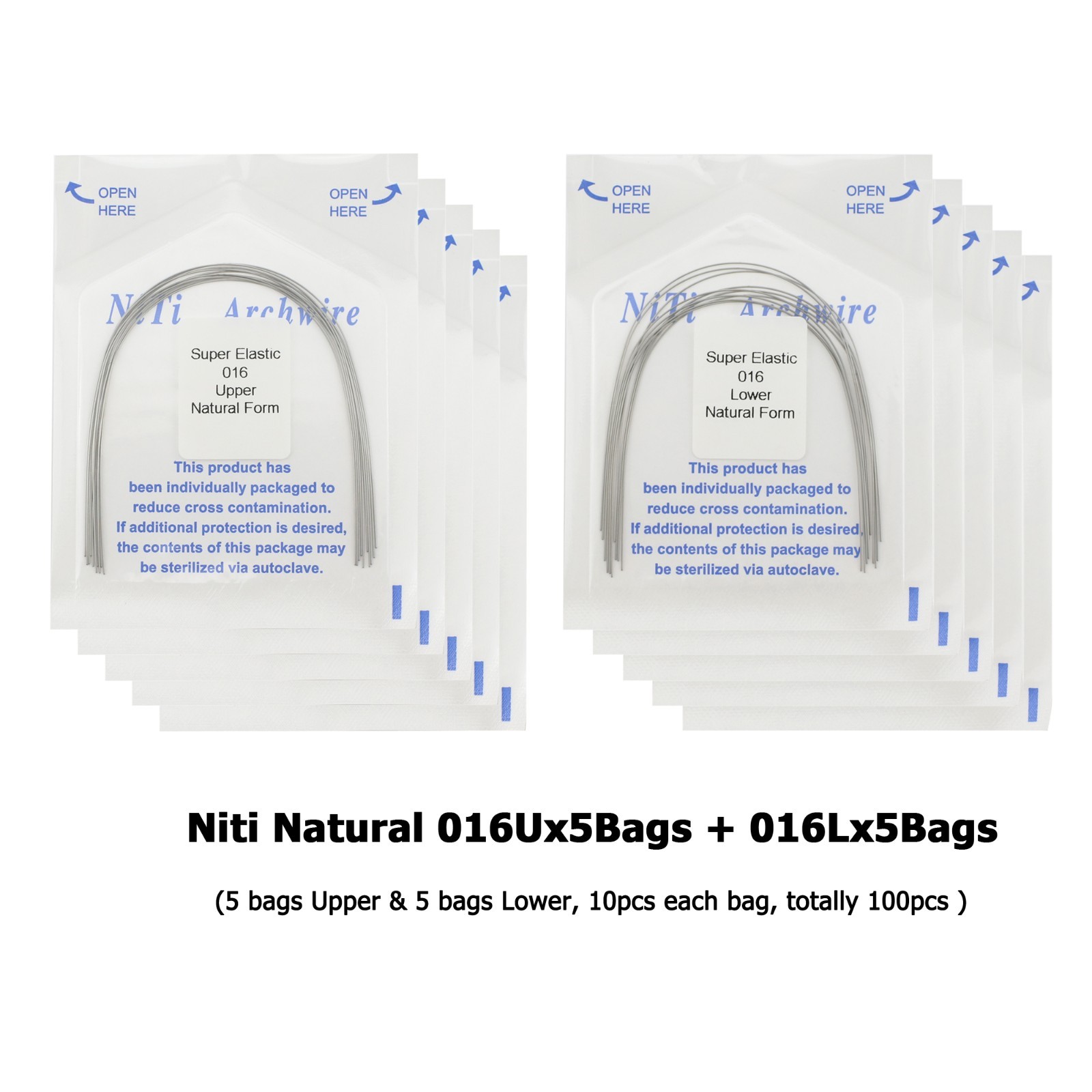 Dental Orthodontic Arch Wire Natural Form Niti Stainless Steel Round Rectangular