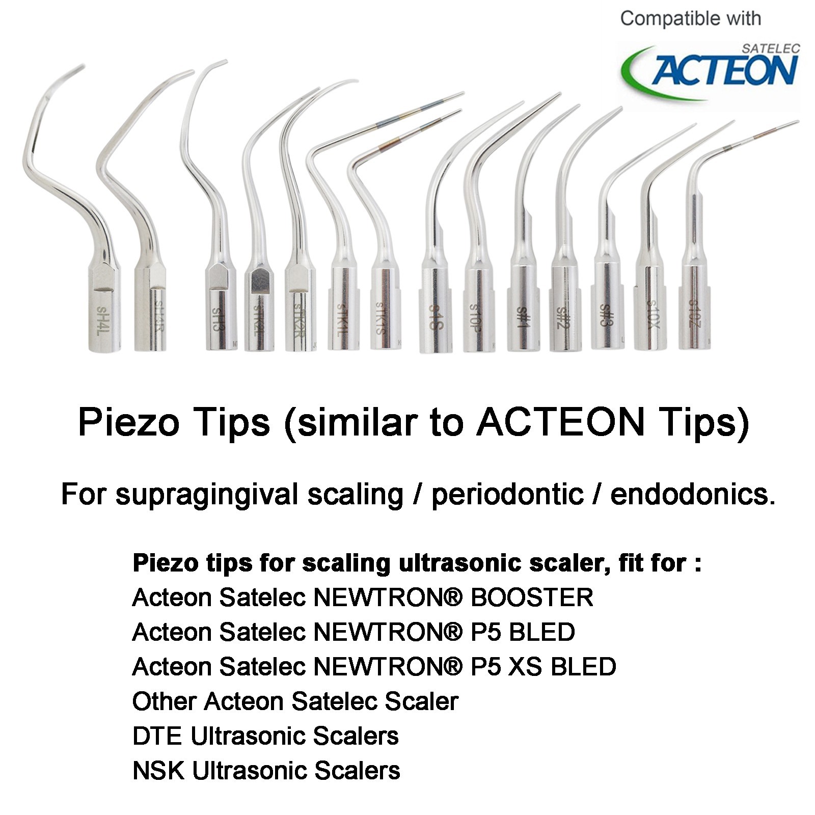 Dental Ultrasonic Scaler ACTEON Tip H3 10X 1S Piezo NEWTRON Slim B.LED Handpiece