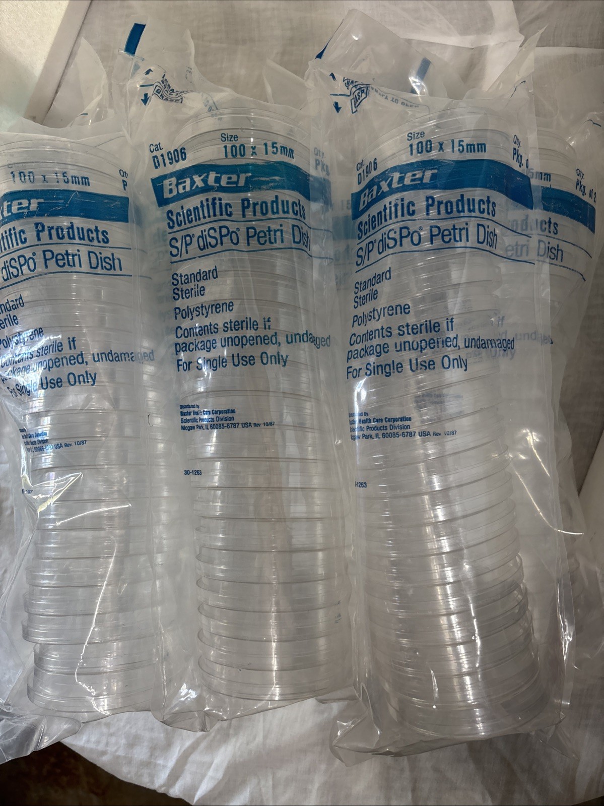 Baxter Polystyrene Sterile Petri Dishes Lot 7 Packs of 20 Total 140