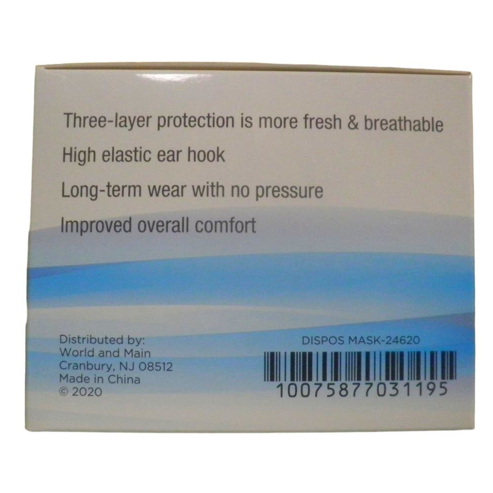 Comfort Zone 60-PK, Non-Medical Mask (6 x 10-PKS) 3-Layer, Disposable