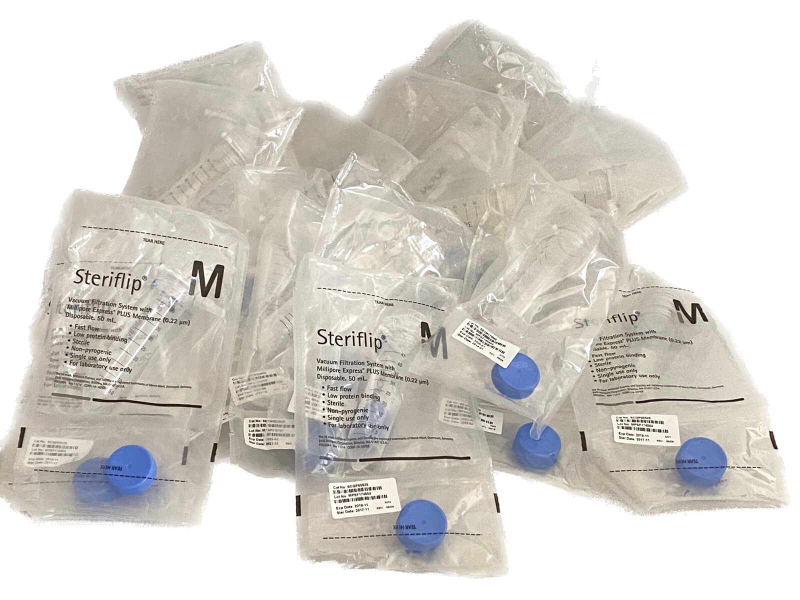(18) MILLIPORE Steriflip 50mL Centrifuge Tube Top Vacuum Filter Unit 0.22 0.45um