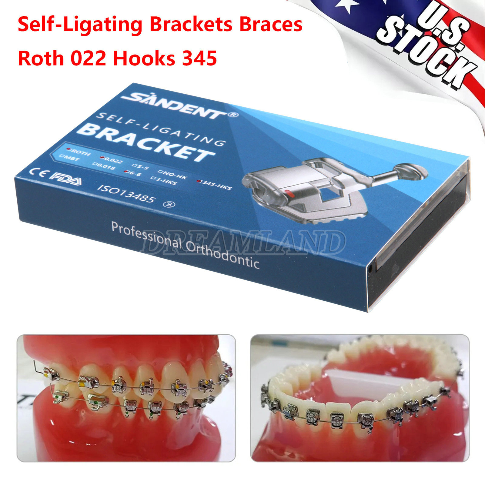 Dental orthodontic Self-ligating bracket Braces MINI ROTH.022 Hook 345