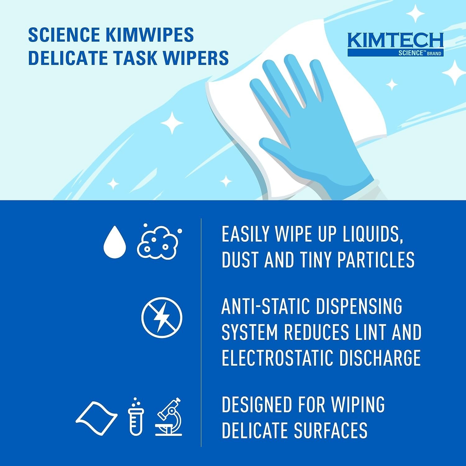 1-Ply Unscented Kimwipes – Light-Duty Wipers for Labs, 286 Efficient Dispensing